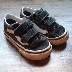 Vans Kids Black and White Velcro Sneakers